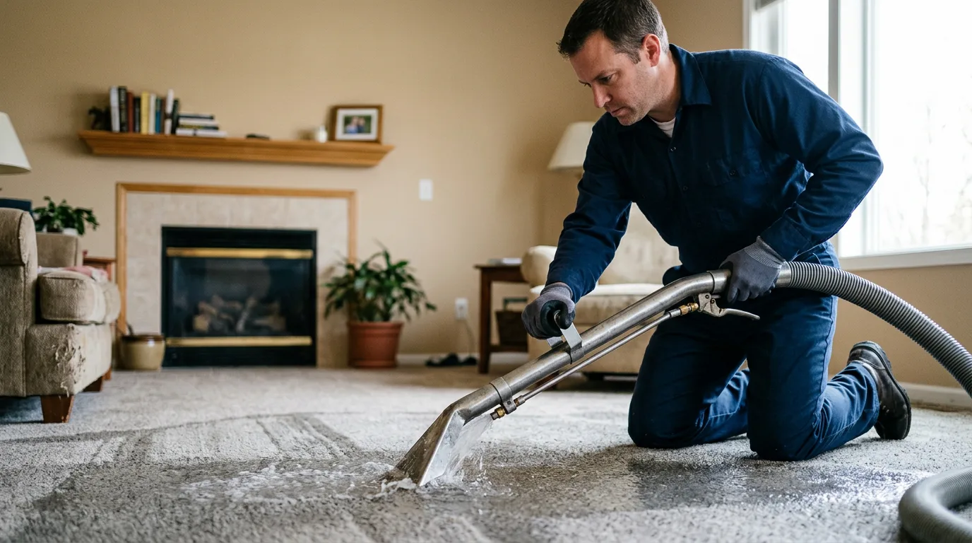 Water damage restoration technician working near Dayton, IA